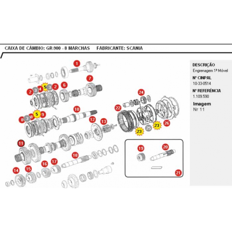 Engrenagem 1 Superior P/sc113/ser4-8m Gr900 Cinpal Rex