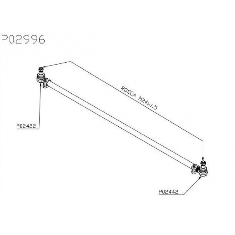 Barra Direcao Longa T112/42/113/p124/t124  1736mm Normal Dellarosa