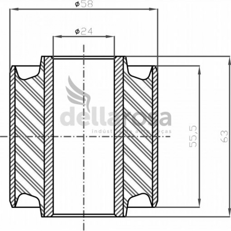 Bucha Tirante Randon 58x24x63mm Dellarosa