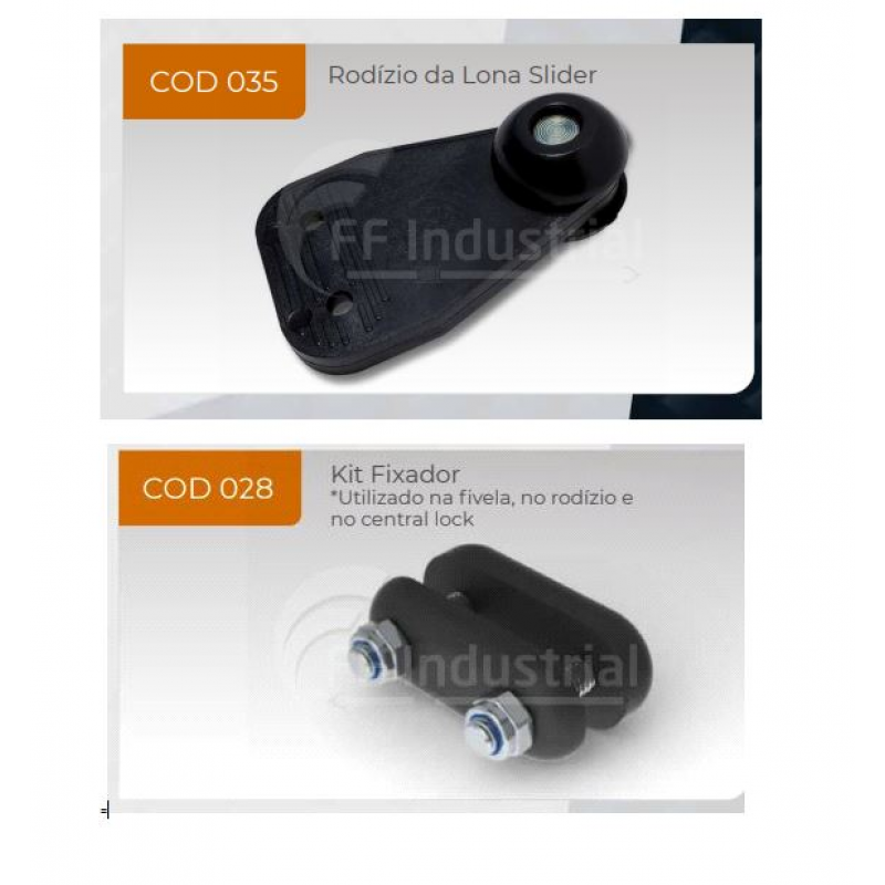 Fixador Rodizio / Slider Completo/  P/fixar Lona Sider / Rondana Sider Ff Industrial