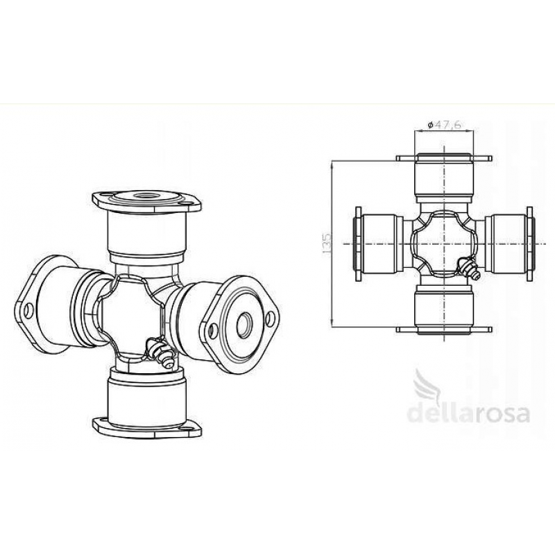 Cruzeta Cardan P/ Daf Xf105 Cf85 Mb Wv Ø47,6 X 135mm Dellarosa