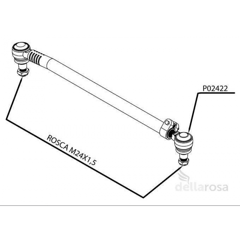 Barra Direcao Curta (780mm)p/mb 1929/1935/1938/1941/1945/2635 Dellarosa