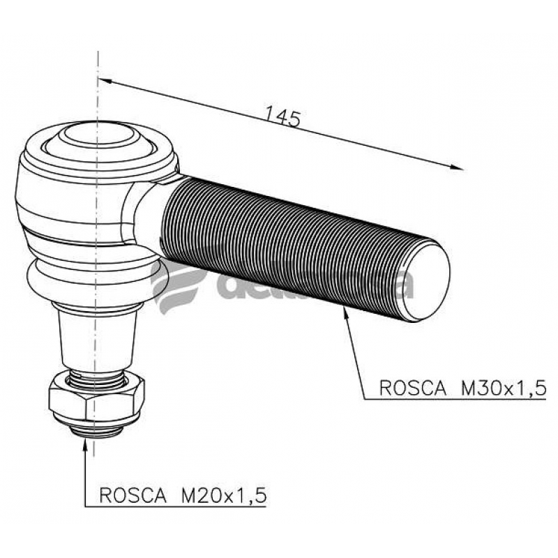 Terminal Direcao (rosca M30 - Dir.)p/mb Actros 2045/2546/2548/2553/2646/2648/2651/2653/2655 Dellarosa