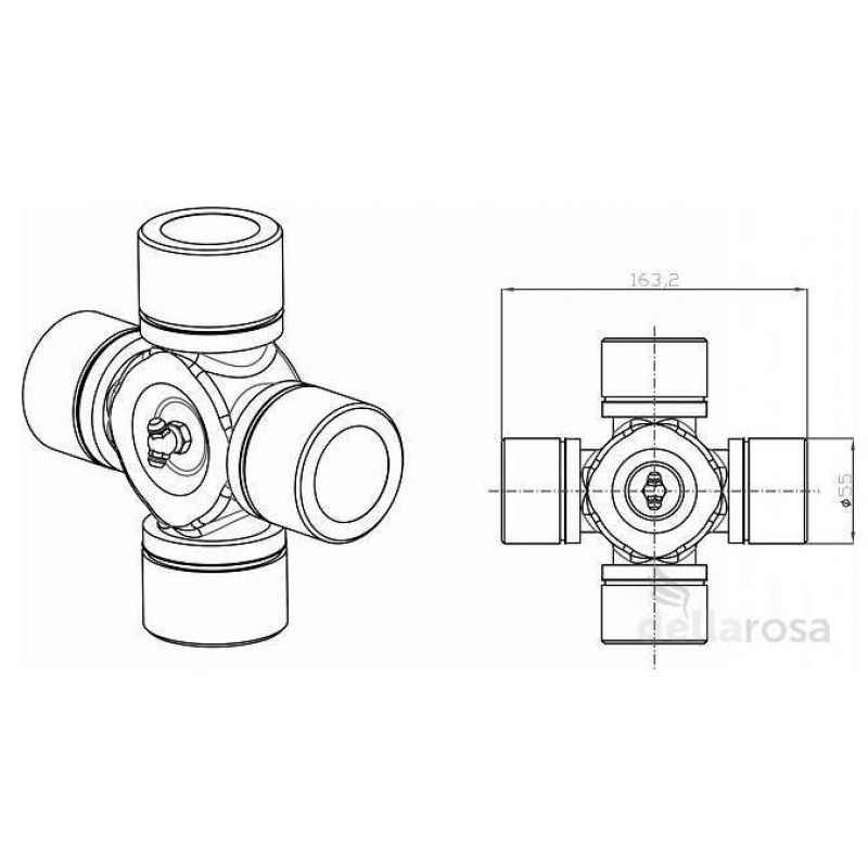 Cruzeta Cardan - Ø55 X 163,2mm P/ Mercedes Dellarosa