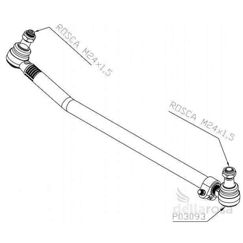 Barra Direcao Curta 879mm P/mb Atron 1635 Caixa DireÇÃo Trw Rosca M24x1,5 Dellarosa