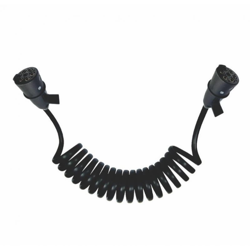 Chicote Eletrico Espiral 7 Fios  C/tomada  7 Polos 6,5m Dni