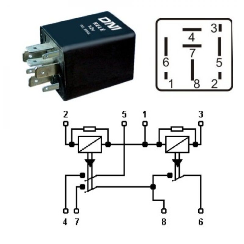 Rele Comando Ar Condicionado 12v 8 Terminais 25a Dni